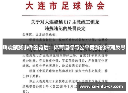 魏震禁赛事件的背后：体育道德与公平竞赛的深刻反思